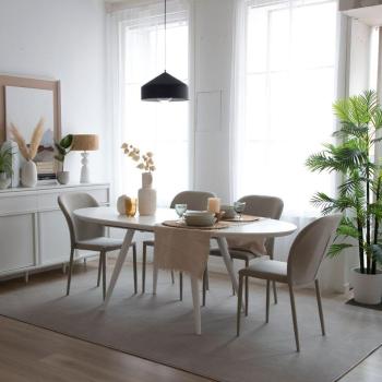 Mesa Didier Oval Estendida 160/200, Acabamento Branco