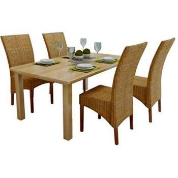 VidaXL Sedie da Pranzo in Rattan Naturale 4 pz Marroni