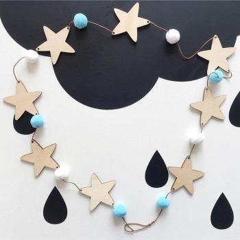 Felt Ball and Star Nursery Garland Decoration