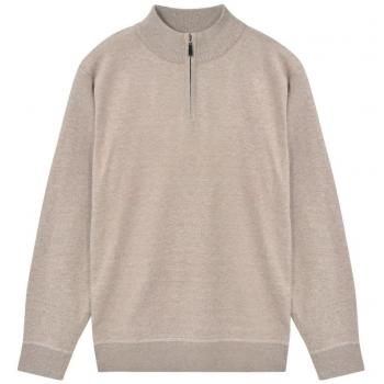 VitaXL Maglione Lungo Uomo Cerniera Beige XXL
