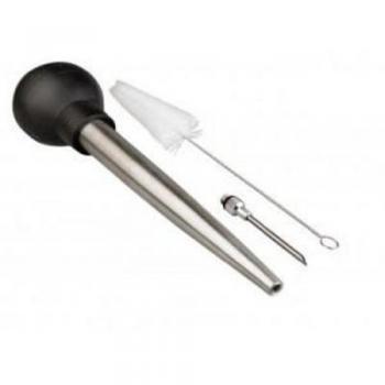 IBILI 777510 Premium Sauce Baster Kit – 26 cm, Stainless Steel, Brush Included, Black/White/Silver Options