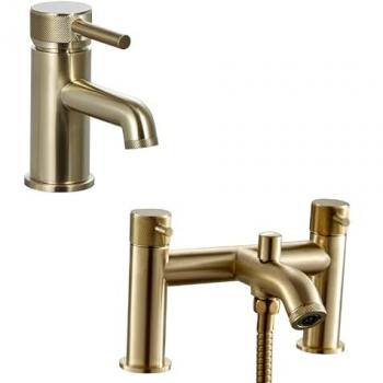 Balterley Sleek Mono Basin Faucet & Shower Mixer – Brushed Brass