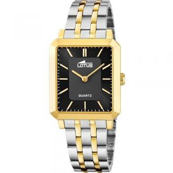 Black One‑Size Lotus Gold-Tone Square Watch (L18981/4)
