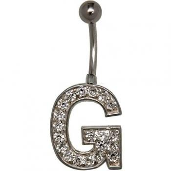 Silber‑Piercing „G“ für den Bauchnabel, aus Chirurgenstahl 925 Silver