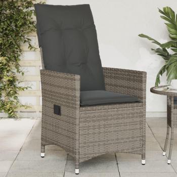 Cushioned Reclining Garden Chair in Grey Poly Rattan