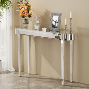 Sleek Glass Mirror Display Table