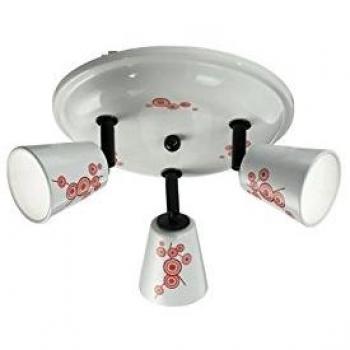 Spot Europeo a Tre Luci G9, Colore Bianco con Accenti Arancio, 33W, 18x28 cm