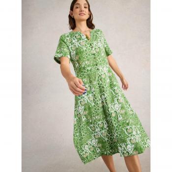 Robe Vert Iris 100% Lin de White Stuff