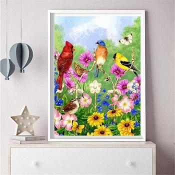 Broderie Complète Diamant Oiseau et Fleur 20x30CM