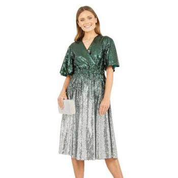Veste portefeuille mi-longue Yumi Sequin42 Vert Dégradé