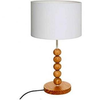 Lampe de Table Pied Perle Bois H 48 cm