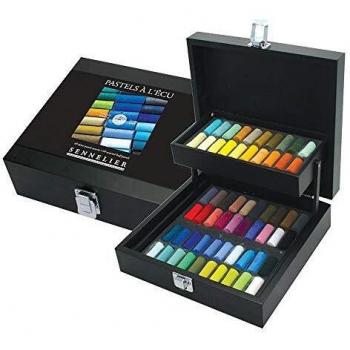 Coffret en bois de pastels à l'écu