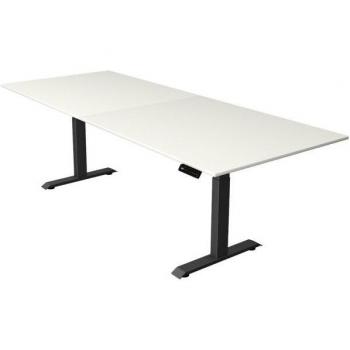 Kerkmann Move 4 Elektrisch Höhenverstellbarer Schreibtisch Weiß 250x100 cm T-Fuß-Gestell Grau
