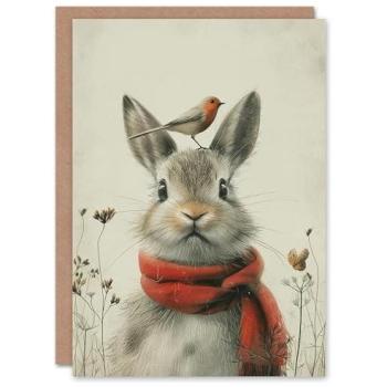 Artery8 Birthday Card: Festive Rabbit, Bunny & Bird Greetings