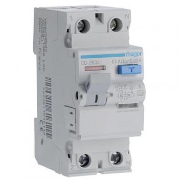Interrupteur différentiel HAGER 2P 63A 30mA Type A