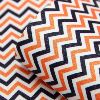 20x34cm Fine Glitter Synthetic Leather Fabric with Halloween Pumpkin and Ghost for Crafting Handbags and Shoes