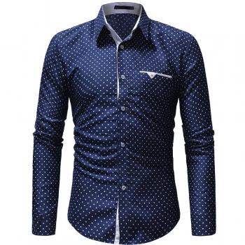 Camisa de Botón con Estampado de Polka Dot