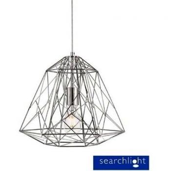 Trendy Industrial Chrome Geometric Cage Wire Ceiling Pendant Light