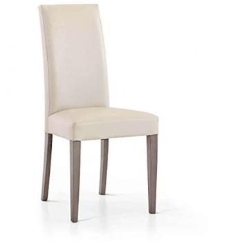 Sedia Moderna Di Design Imbottita Ecopelle Tortora Per Interno Salotto
