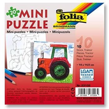 Mini Puzzle TRAKTOR, 20-teilig, 15x15cm, 10 Stück, extra stark, weiß