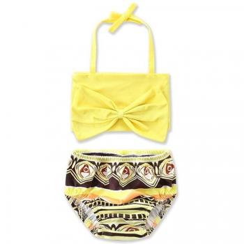 Traje de Baño para Niñas, Bikini Halter con Lazo, Conjunto de Playa 2 Piezas 2-7T