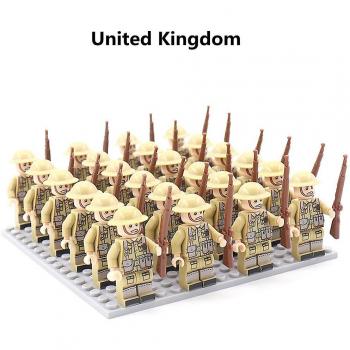 24pcs Soldados de la Segunda Guerra Mundial con base y armas