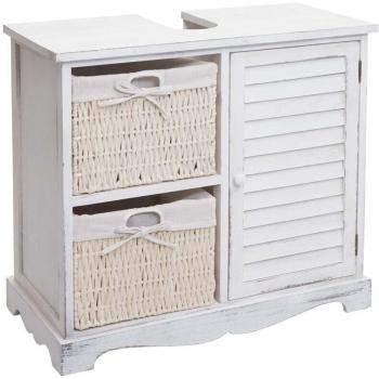 Meuble de salle de bain vintage avec tiroirs en bois
