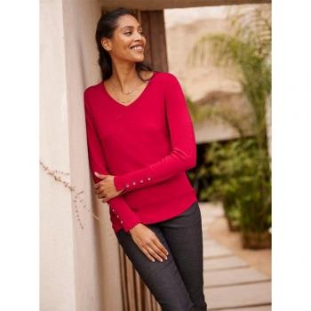 HEINE Langarm‑Strickpullover Damen, rot, Gr. 48