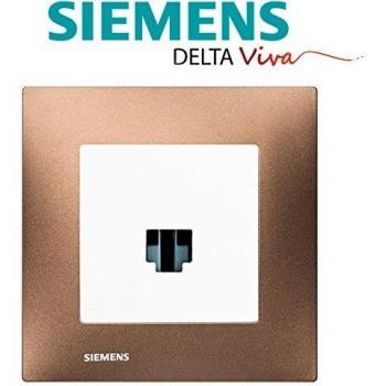 Prise RJ45 Blanc avec Plaque Métal Marron Delta Viva Siemens