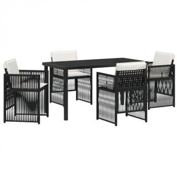 Completamento giardino: set 5 pezzi in rattan nero poliestere