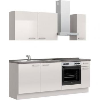 Nobilia® Küchenzeile „Flash I“ – grau – B 210,3 cm × H 216,6 cm × T 60 cm – Komplettküchen-Set – ohne E‑Geräte