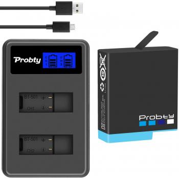 Probty GoPro Hero 8 7 6 5 Akku 1680mAh AHDBT-501 und LCD Ladegerät