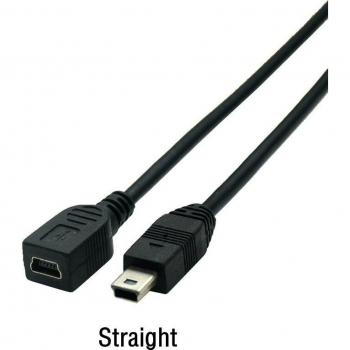 Mini USB 5-Pin Male to Female 90-Degree Adapter Cable 25cm/1.5m