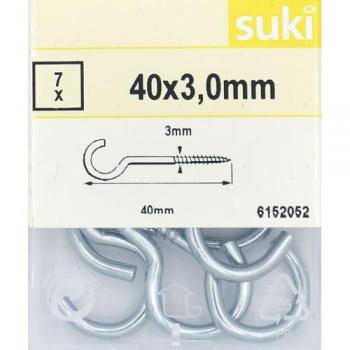 Zinc-Plated Curved Screw Hooks 40 mm × 3.0 mm – 7 Pack