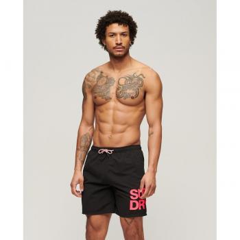 Maillot de Bain Superdry Homme 17 pouces Noir/Rose Taille M
