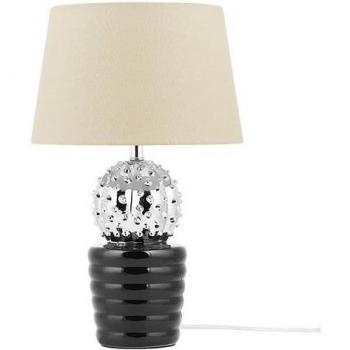 Lampada da Tavolo Argento Base Eclettica Ceramica Nera Beige Impero Poliestere