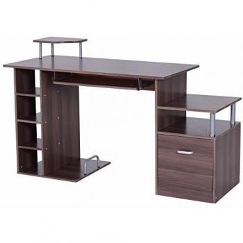HOMCOM Mesa de Trabajo con Cajón y Múltiples Estantes