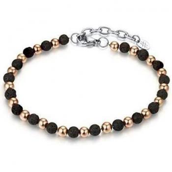 BRACCIALE IN PIETRA LAVICA E EMATITE ROSÈ ALTERNATO