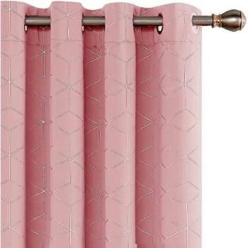 Deconovo Blackout Curtains, Eyelet Curtains, Foil Printed Diamond Noise Reduction Curtains for Kids Bedroom, 52 x 72 Inch