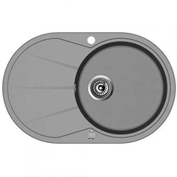 Grey Granite Single Basin Oval Kitchen Sink by vidaXL