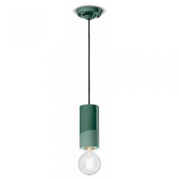 Cylindrical Green Pendant Light Ø 8 cm