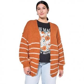 Orangefarbene Strickjacke für große Größen