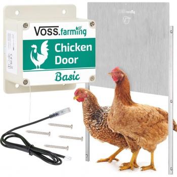 Alluminio 430x400 mm – Porta voliera Chicken‑Door Basic