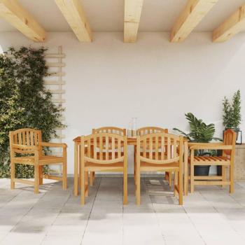 7 Piece Teak Wood Garden Dining Set, vidaXL