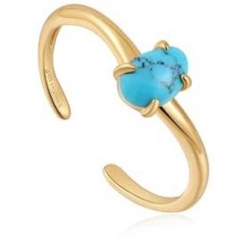 Ania Haie Adjustable Turquoise Wave Ring – R044‑01G, Silver/Gold Plated