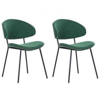 Sillas de comedor Kiana, set de 2, respaldo curvo, sin reposabrazos, color verde