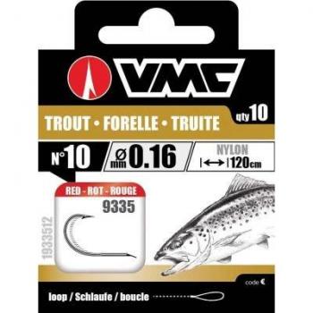VMC Forellenhaken 120cm Nylon 0.25 H4 rot