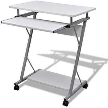 Compact Computer Desk with Pull-out Keyboard Tray White vidaXL