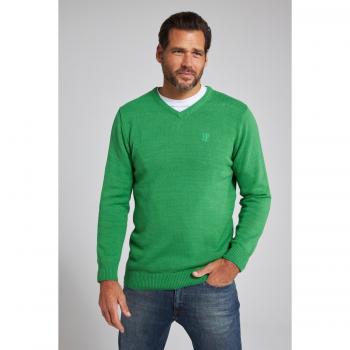 Pullover Verde Uomo 5XL Cotone Scollo a V JP1880