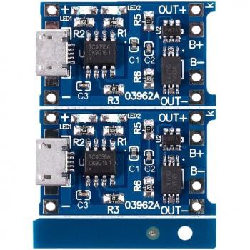 Kit 2 batteries lithium 18650 bleu, 5 V micro USB 1 A